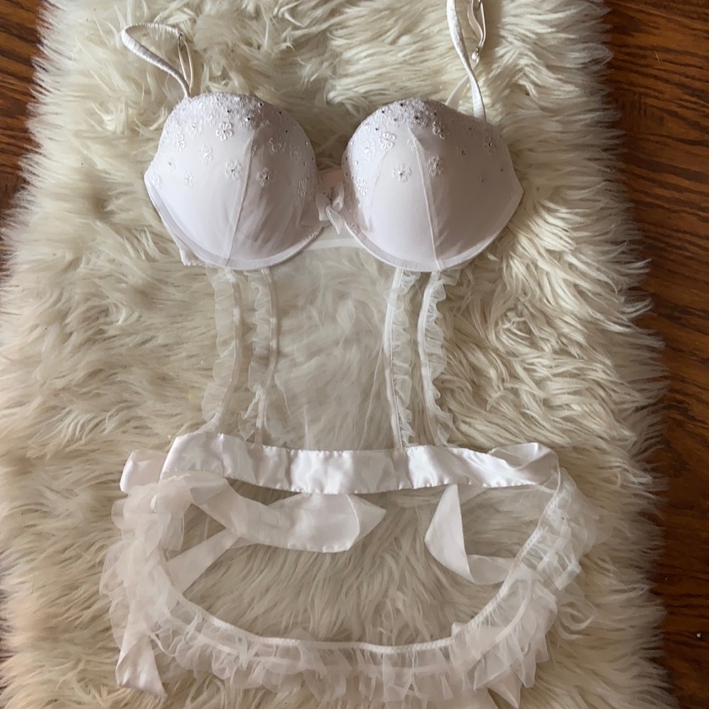 36D Victoria’s Secret bridal lingerie crystals